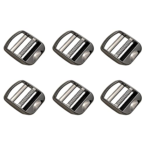 Nifocc 6 Pcs Metal Ladder Lock Buckle Slider Adjustable Webbing Strap Release Buckles Adjustable Zinc Alloy Buckle for Backpack Strap Accessories 1 inch 25mm Gunmetal