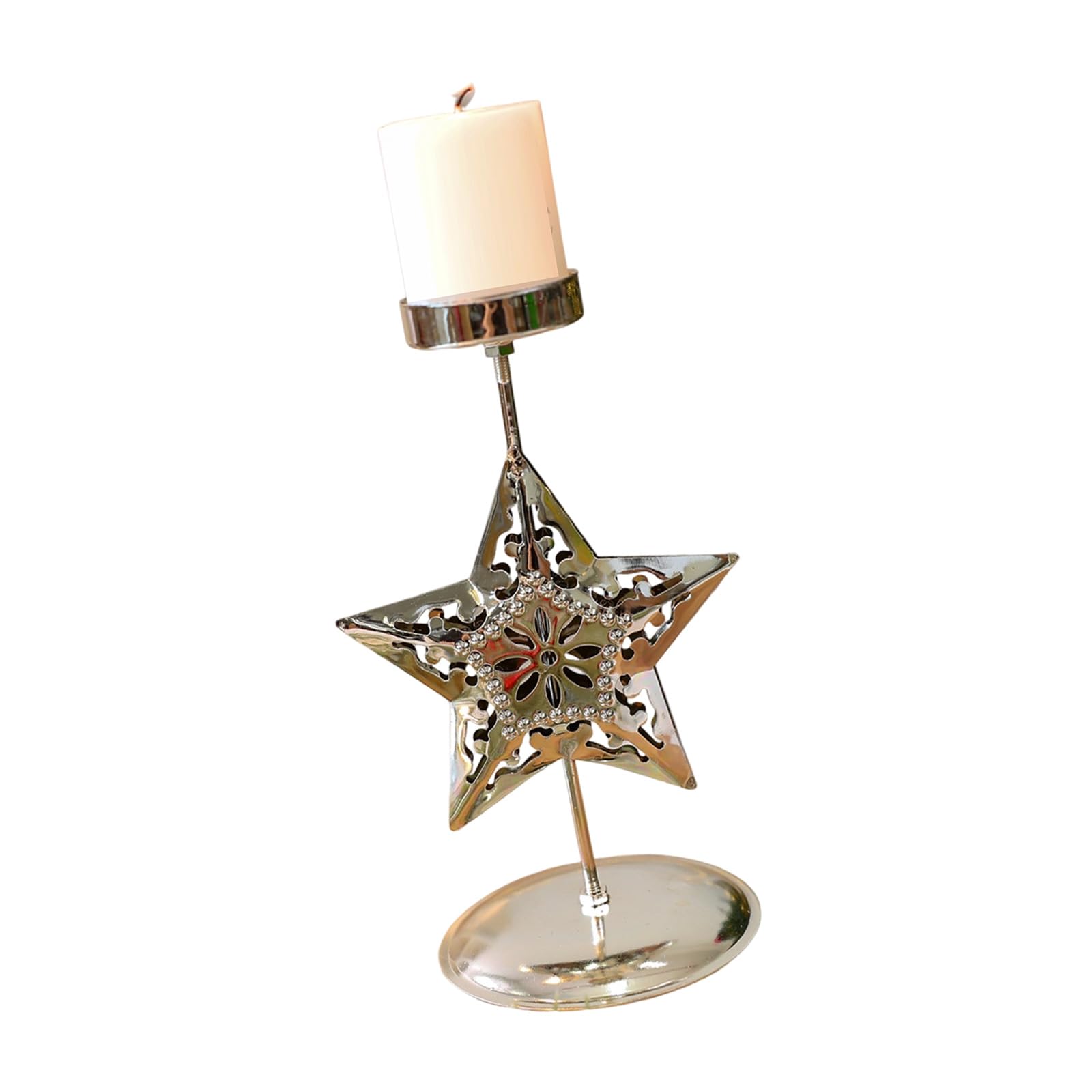Jazuaiao Christmas Metal Tealight Holders Snowflake Star Butterfly Pattern Iron Stand Candlestick for Centerpieces Decors Iron Candlestick