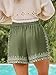 CUPSHE Damen Shorts Sommer Kurze Hose Boho Muster Strandhose Elastischer Bund Kordelzug mit Quasten Locker Leicht Freizeithose mit Taschen Grün L