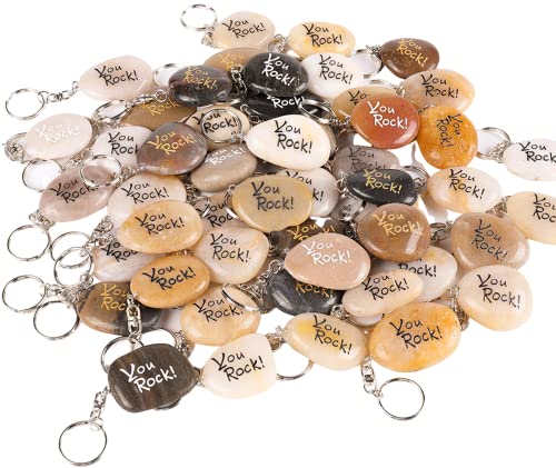 ROCKIMPACT 100PCS You Rock Inspirational Stone Key Chains, Pocket Word