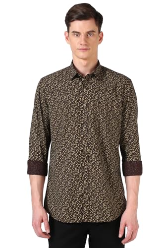 Image of Peter England Men's Everyday Ditsy Print Slim Fit Full Sleeve Casual Shirt | 100% Cotton