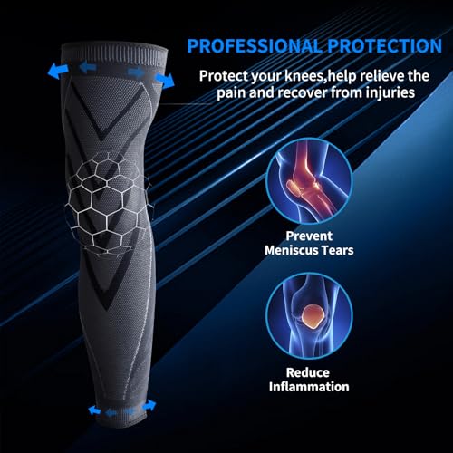 Full Leg Compression，Full leg sleeve long compression leg sleeve knee sleeve to protect legs for men and women basketball, arthritis cycling sports(2PCS)(Medium)4