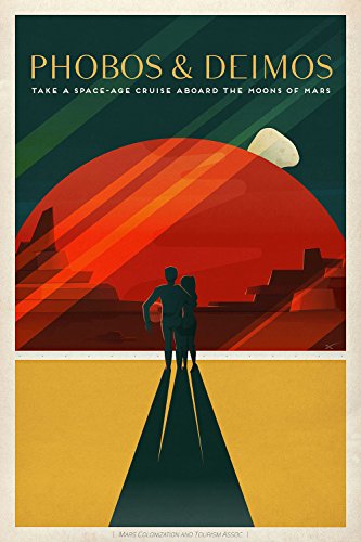 Poster SpaceX Mars Phobos et Deimos petit format, une idée cadeau originale pour passionné