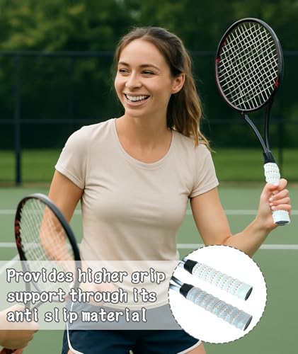 Image of 4 Pcs Badminton Racket Grip, Badminton Grip, Tennis Overgrip Tape Self-Adhesive for Tennis /Badminton /Squash Racket Handle Grips(White, Yellow, Blue, Grey)