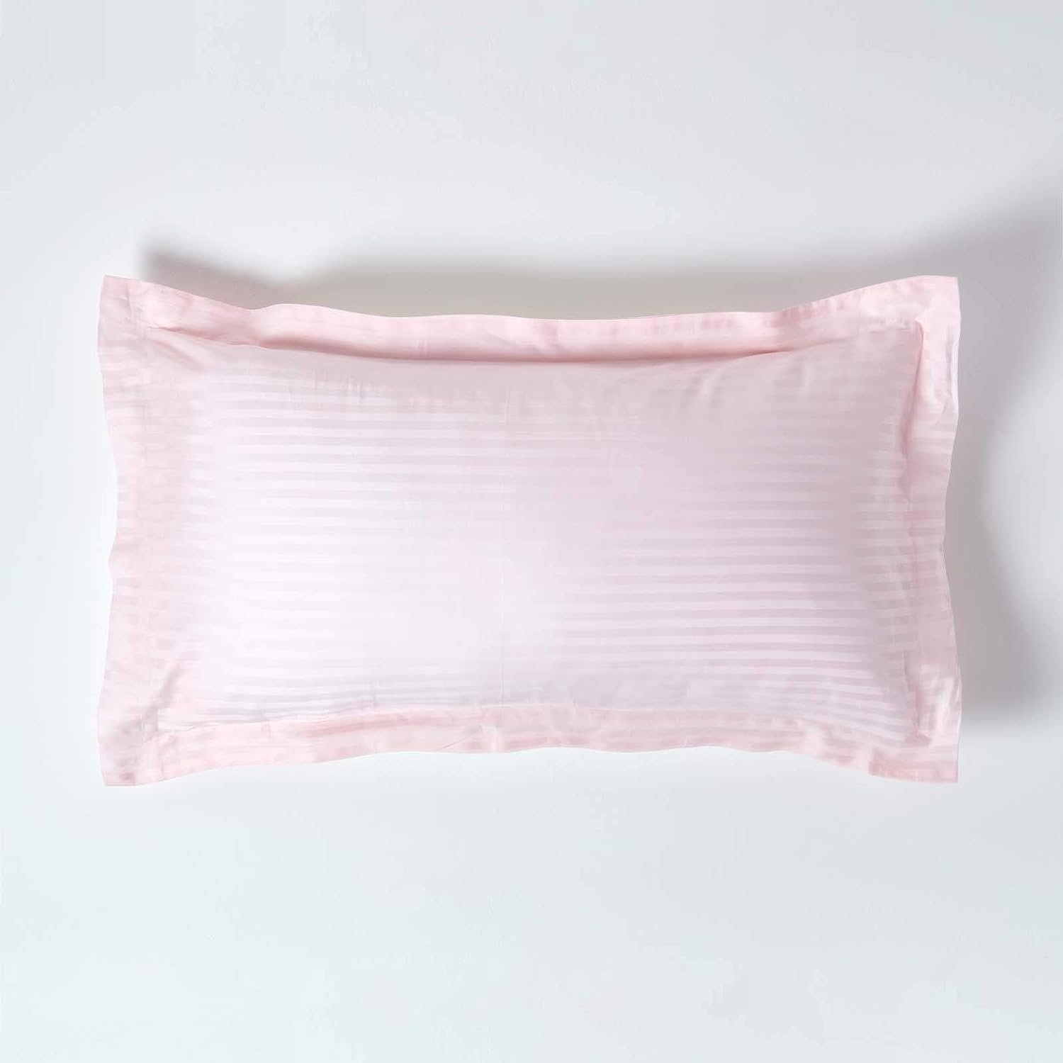 HOMESCAPES Pink Pure Egyptian Cotton King Size Oxford Pillowcase 330 TC 500 Thread Count Percale Equivalent Satin Stripe Pillow Case Pack of 4
