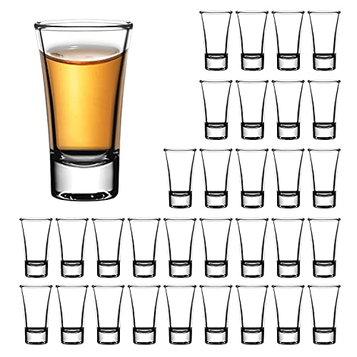 2.5 Ounce Heavy Base Shot Glass Set,QAPPDA Whisky Shot Glasses 75ml,Mini Glass Cups For liqueur,Double Side Cordial Glasses,Tequila Cups Small Glass Shot Cups Spirits Glasses Set Of 32
