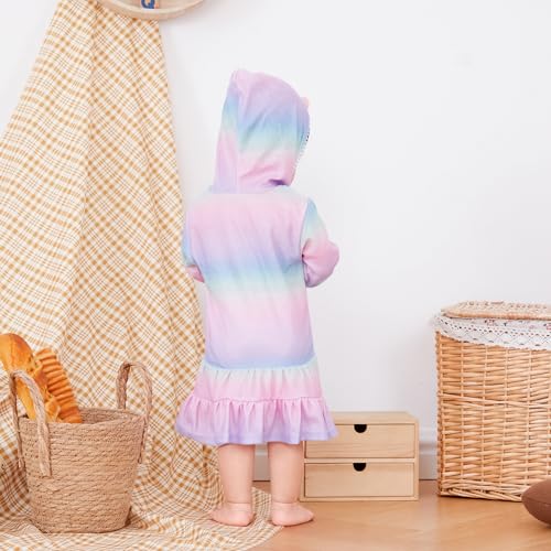 Toddler Girl Swim Cover Up Long Sleeve Floral Zipper Hooded Swimsuit Little Kids Towel Beach Dress Bathing Suit3