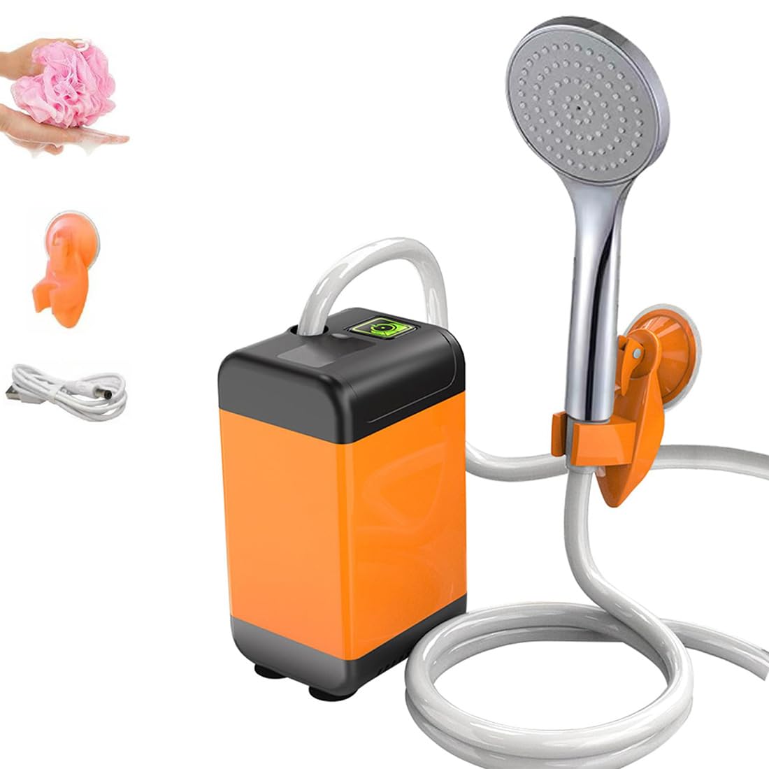 Pompa per Doccia da Campeggio Esterna con Display Digitale Intelligente Doccia da Campeggio elettrica Portatile con Potenza di Lunga Durata 7800mAh Regolabile a 3 velocità
