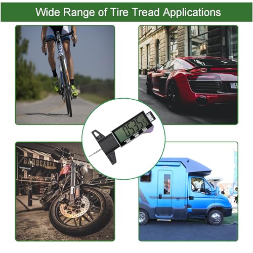 Image of Digital Tire Tread Depth Gauge Large LCD Screen, with 2 Modes: Decimal Inch and Millimeter, Tire Tread Depth Measuring Tool 0-1 Inch, Easy to Read Tread Depth Gauge for Cars, SUV, Motorcycles (White)