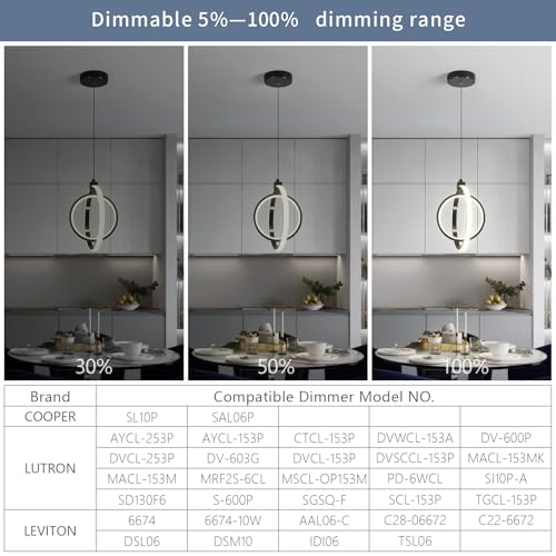 Image of Modern LED Pendant Lights Plated Black Farmhouse Ring Pendant Light Fixtures 4000K Dimmable Round Pendant Lighting for Dining Room Kitchen Island Bedroom Living Room Foyer(2-Pack)