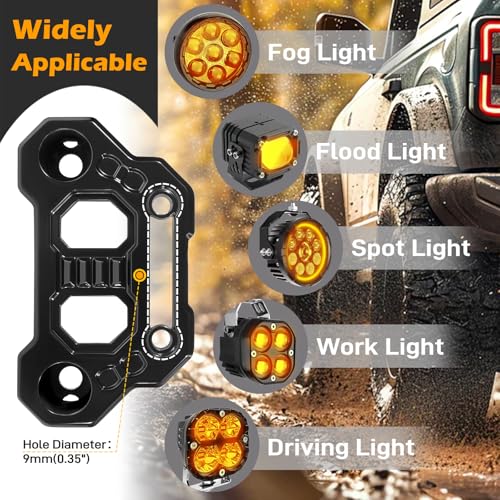 Image of Gladiator Light Mount Pod Bracket - Wrangler JL Light Bar Hood Mounting Brackets, A-Pillar LED Fog Light Ditch Mount Compatible with 2018-2025 Jeep Wrangler JL JLU 4xe Gladiator JT Accessories - Black