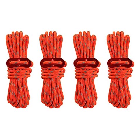 Balit Reflective Nylon Pull Paracord 4 Pack 4mm 13FT Tent Guy Lines Rope with Aluminum Rope Tensioner Fits Camping Tent Hiking Outdoor Activity(Orange) Cover