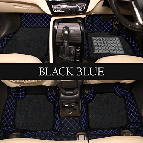 Image of Antiskid Premium 7D Car Mat Full Set for Mahindra XUV700 (6 Seater) 2024 || Luxury Leather Dual-Stitch Full Set 7D Car Floor Mat || 100% Waterproof ||Color: Black Blue
