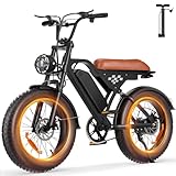 Off Road Electric Bike for Adults 16'/20' Fat Tire 1500W 55+ Miles Full Suspension Bright Headlight Long Seat 20mph Commuting Electric Dirt Bike Mountains EBike UL2849 Electric Motorcycle All-Terrain
