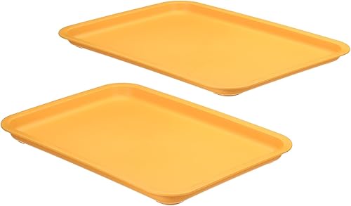 PATIKIL Bandeja de comida rápida de 14 x 10, paquete de 2 bandejas rectangulares multiusos de plástico reutilizables para cafetería, restaurante,
