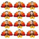 JarThenaAMCS 50Pcs Thanksgiving Turkey Cutouts Turkey Paper Cut-Outs with 100Pcs Glue Points Fall Bulletin Board Decor for Autumn Harvest DIY Craft Art School Home Party Favor