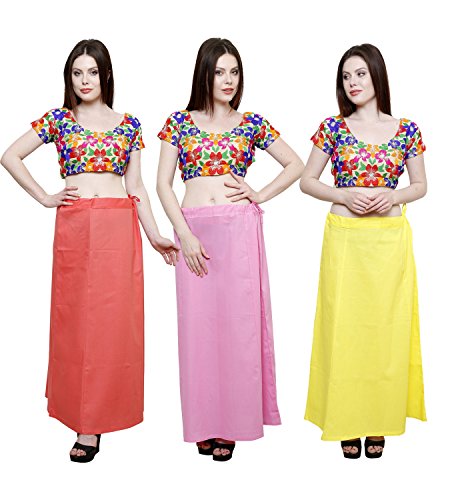 Image of Pistaa combo of 3 Women's Cotton Best Indian Readymade Inskirt Saree petticoats