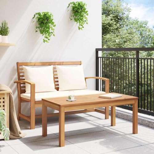 Salon rustique pour terrasse et balcon compact en bois de teck avec table basse - 5
