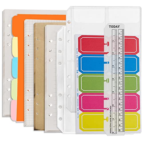 Recambios de cuaderno A5 de 6 agujeros DY.2ten con papel mixto cuadriculado y rayado