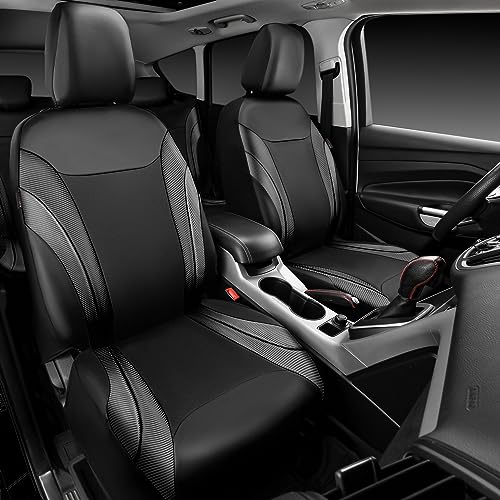 CAR PASS Premium Carbon Fiber Leather Car Seat Covers Full Set,Airbag Compatible,5mm Composite Sponge Inside,Sporty Universal Fit for SUV,Van,Sedan,Truck (Full Set,Black) - Image 3