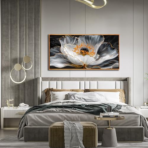 Image of AOZEMI White Wall Art Floral Wall Pictures for Office