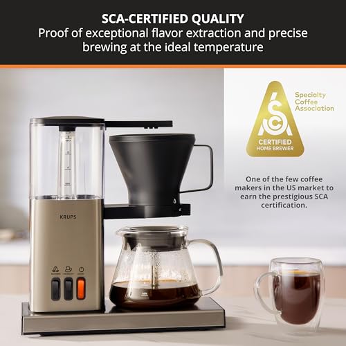 image for KRUPS Essential Brewer 8 Cup Drip Coffee Maker Machine, SCA-Certified,