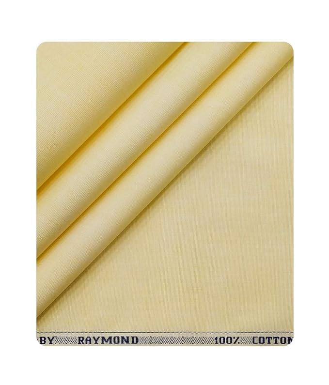 Image of Raymond 100% Cotton Fabric (All Weather Fabric, Unstitched Premium Fabric, Solid, Less Wrinkles) (Yellow, 3.5 Meters for Kurta Pajama)