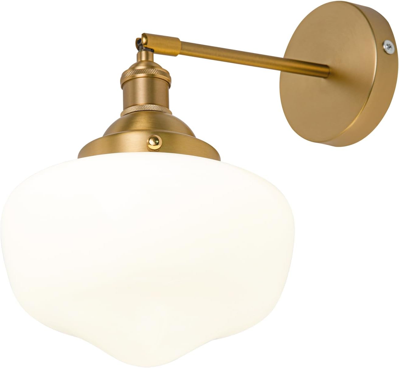 Vintage Wall Sconce, Bathroom Vanity Light with Milky White Glass Shade and Matte Brass Finish Bathroom Light Fixture, Wall Lamps for Living Room