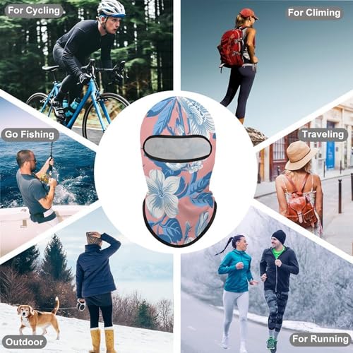 Balaclava para hombre, máscara para esquiar para mujer con flores blancas y azules, cubre rostro completo para ciclismo miniatura 6