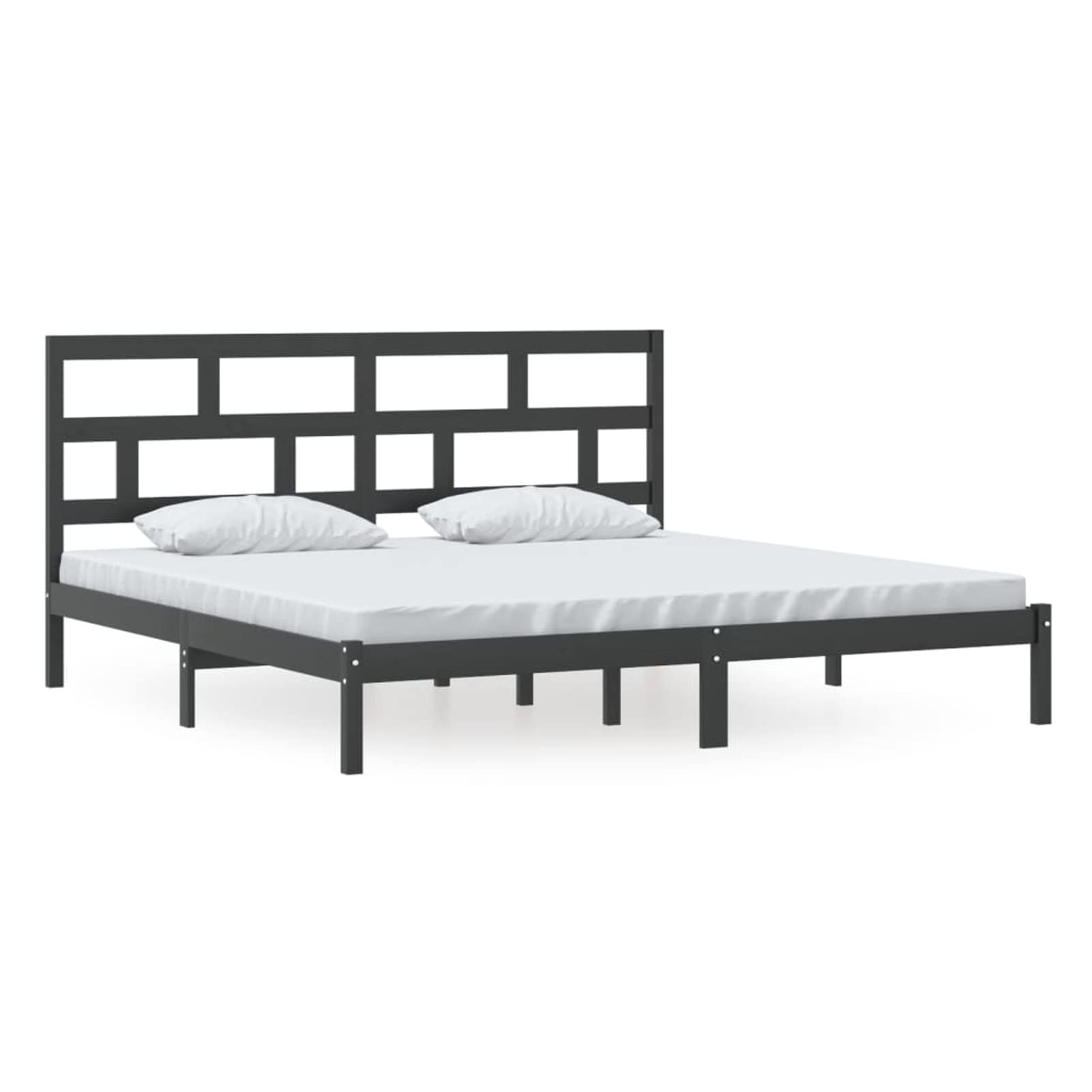 Homgoday Somier,Estructura de Cama de Madera Maciza de Pino Negra 200x200 cm Estructura Cama 75/90/120/135/140/160/180/200x200cm Cama Individual Cama Matrimonio Anti-Ruido y fácil de Montar