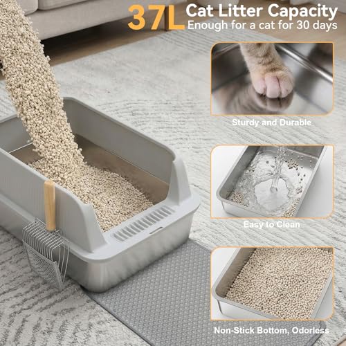Arenero para gatos de acero inoxidable XL con tapa miniatura 5