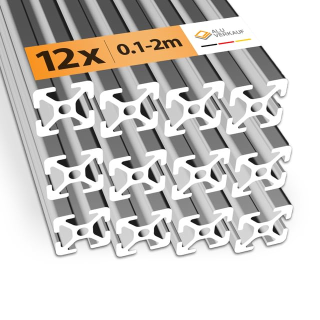 Alu-Verkauf Aluprofil 20x20mm Nut 6-12x Aluminium Profil 1000mm - Maße & Stückzahlen wählbar - T-Nut Schiene - Systemprofil aus Aluminium für Profis und Hobbyanwender