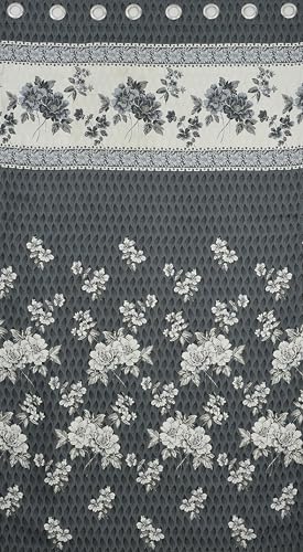 Image of Homefab India Jacquard Jute Curtains Room Darkening - Long Door 9 feet, Pack of 1 Curtain, Grey Floral