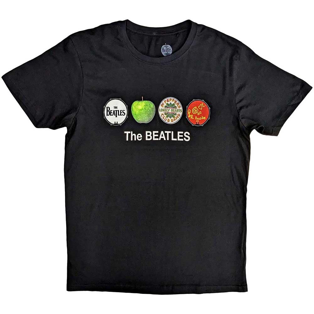 Paradiso Clothing Unisex Black The Beatles Apple And Drums T Shirt - Xl