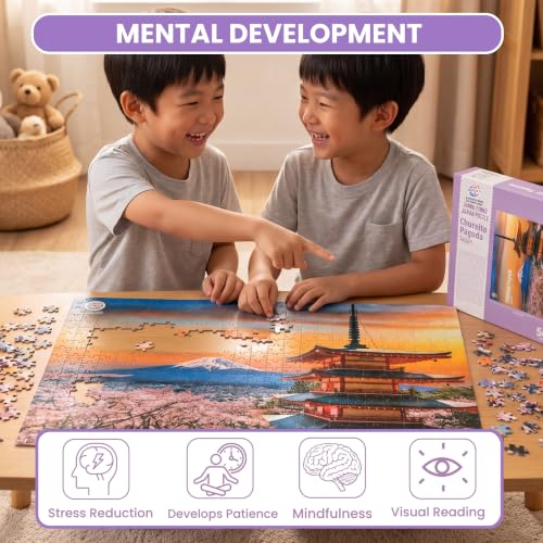 Image of Ratna's Chureito Pagoda Japan Jigsaw Puzzle, 500 Pieces, 73.5 x 48.25 cm, Play and Learn Educational Jigsaw Puzzle for Kids & Adults 7+ Years