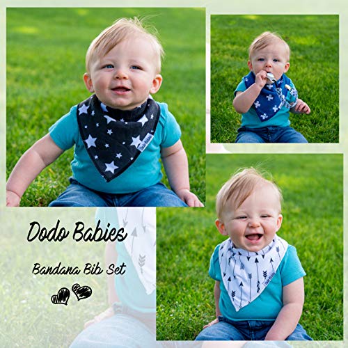 Dodo Babies Baby Bandana Drool Bib Set - 4pc Infant Bibs with 2 Pacifier Clips, Binky Case, Gift-Ready Bag - Soft Absorbent Cotton with Polyester Back - Adjustable Buttons to Fit 3-24 -Month Old Boys - Thumbnail 2
