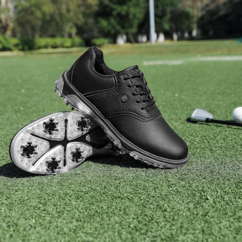 Image of Mens Golf Shoes Traditions Waterproof with Fixed Spikeless Sole Professional