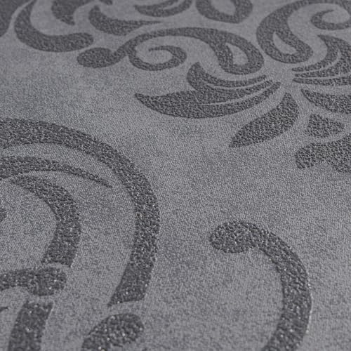 A.S. Création Vliestapete Memory Tapete neo barock glamourös klassisch 10,05 m x 0,53 m grau metallic schwarz Made in Germany 953723 95372-3