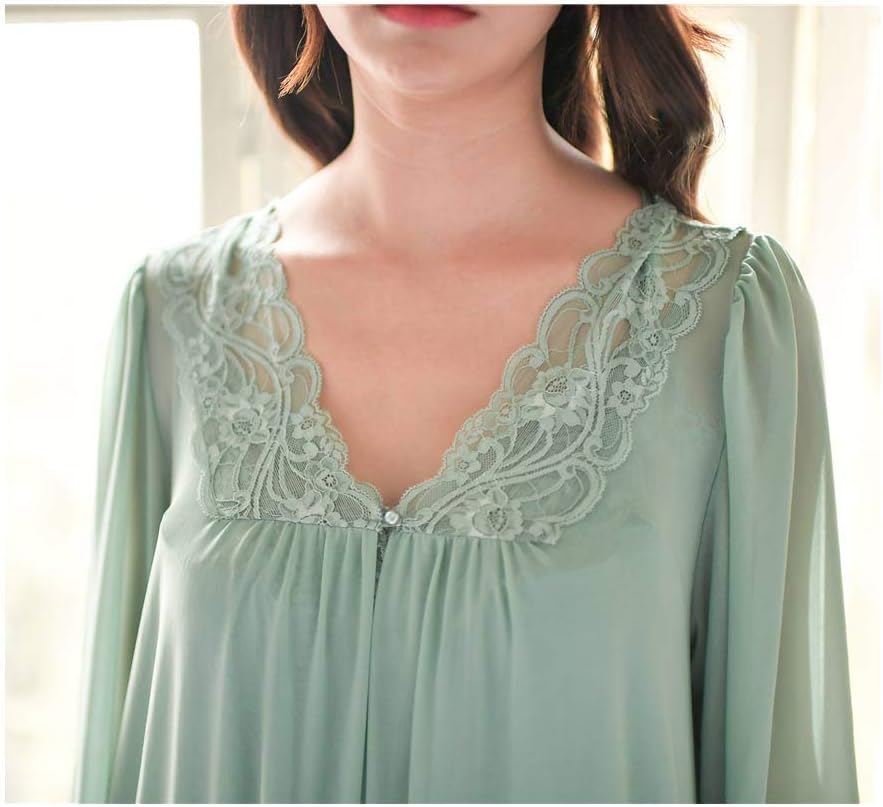 Womens' Lace 2pcs Pajamas Set Seepwear Nightgown Sexy Loungewear NIghtrobe Victorian Housedress - Image 7