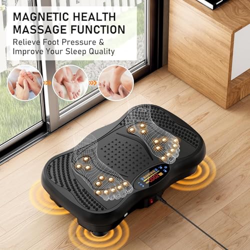 Image of Vibration Plate Massager with Remote Control - Full Body Vibration Platform for Weight Loss, Muscle Toning, Fat Burning & Pain Relief | 5 Program Modes | Includes 2 Exercise Resistance Bands