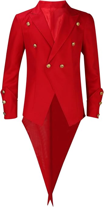 Mens Gothic Tailcoat Jacket Vintage Steampunk Victorian Long Coat Medieval Renaissance Frock Coat Halloween Costume