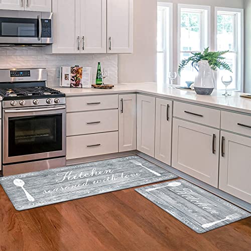 Pauwer Anti Fatigue Kitchen Mats Set of 2 Farmhouse Kitchen Rugs Non Skid Washable, Cushioned Kitchen Floor Mats, Waterproof Memory Foam Kitchen Runner Rug Comfort Standing Mat for Kitchen Home Office - Image 2