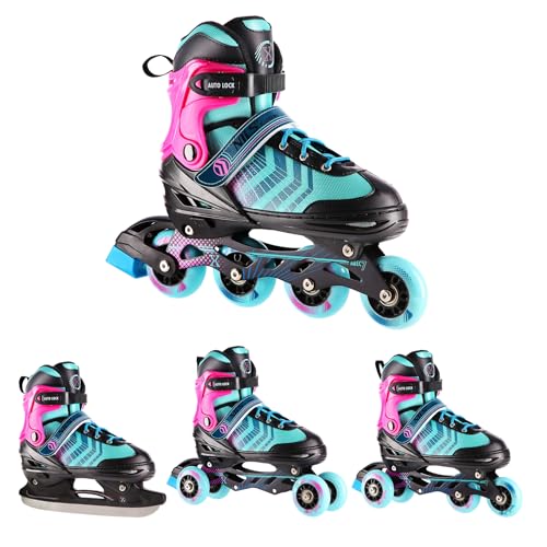 Nils Extreme 4in1 Eishockeyschlittschuhe Devin schwarz-violett Gr. M (34-38)