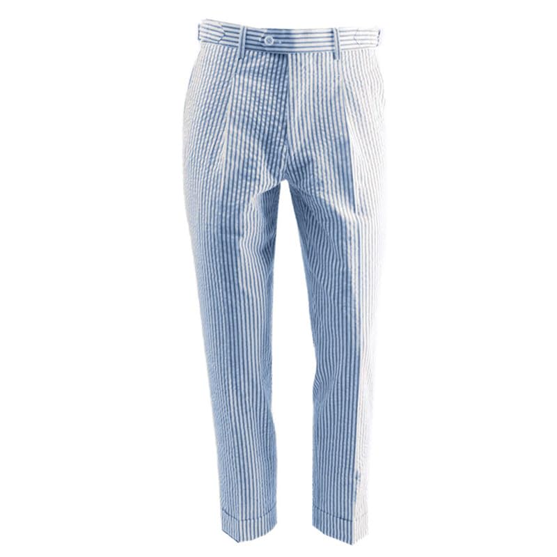 Men's Summer Seersucker Slim Fit Pants Flat Front Lightweight Sear Sucker Suit Separate Pants Trousers