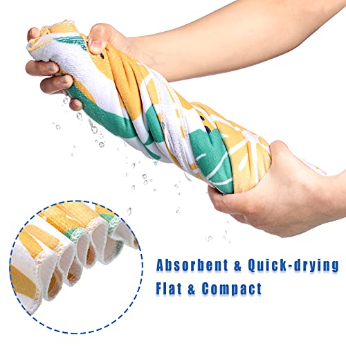 Microfiber Beach Towels Flamingo Oversize Beach Blanket Towel 30 X 60 Inch Portable Absorbent Beach Soft Water Absorbent Beach Throw Towel For Adults Girls Women Kids (Yellow,Lemon) #TOP3