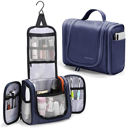 Tupwaid Large Hanging Travel Toiletry Bag for Men and Women Waterproof Makeup Organizer Bags wash bag Shaving Kit Cosmetic Bag for Accessories, Shampoo,Bathroom Shower, Personal Items (Blue)