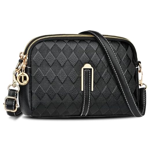 TEUEN Bolso Bandolera Mujer Pequeño de Suave Cuero PU, Bolsos Mujer Bandolera para Movil Bandolera Pequeña Mujer con Cremallera y Correa Ajustable Regalos de San Valentín y Navidad