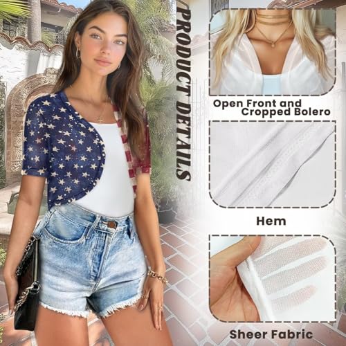 Image of Womens Short Sleeve Bolero Shrug Open Front Knit Cropped Cardigan Shoulder Cover for Dress Cute Casual Knit Cover Up