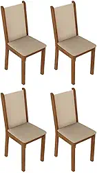 Kit 4 Cadeiras de Jantar 4291 Madesa Rustic/Crema/Pérola