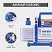 VIVOHOME 110V 1/3 HP 4CFM Single Stage Rotary Vane Air Vacuum Pump and R134a AC Manifold Gauge Set Kit with Leak Detector and R1234YF 1 HP Dual Cylinder Portable Refrigerant Recovery Machine Oil-Less